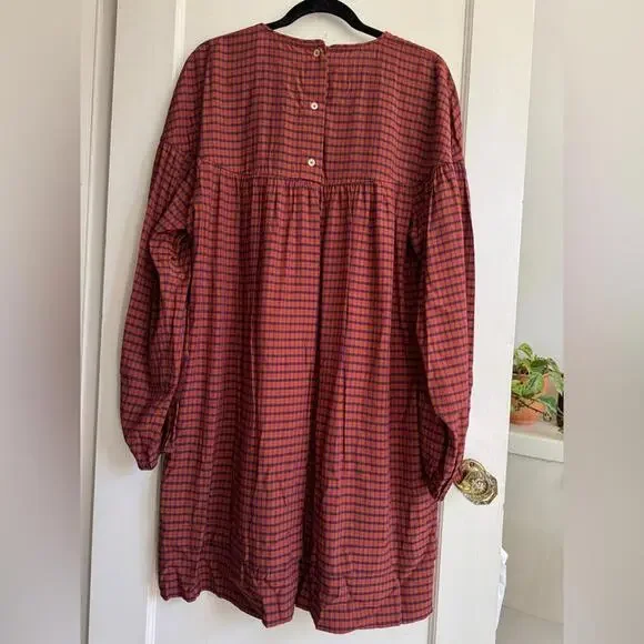 Aritzia Wilfted Le Fou Sachi Gingham Check Babydoll Mini Dress - Picture 6 of 12